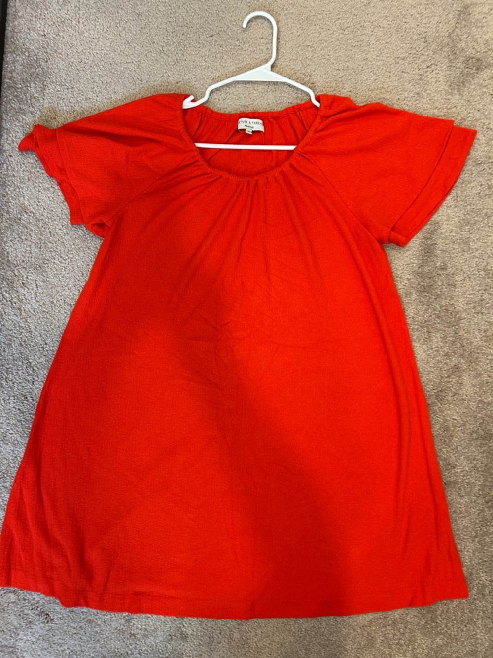 Bright Red Short Sleeve Swing mini dress